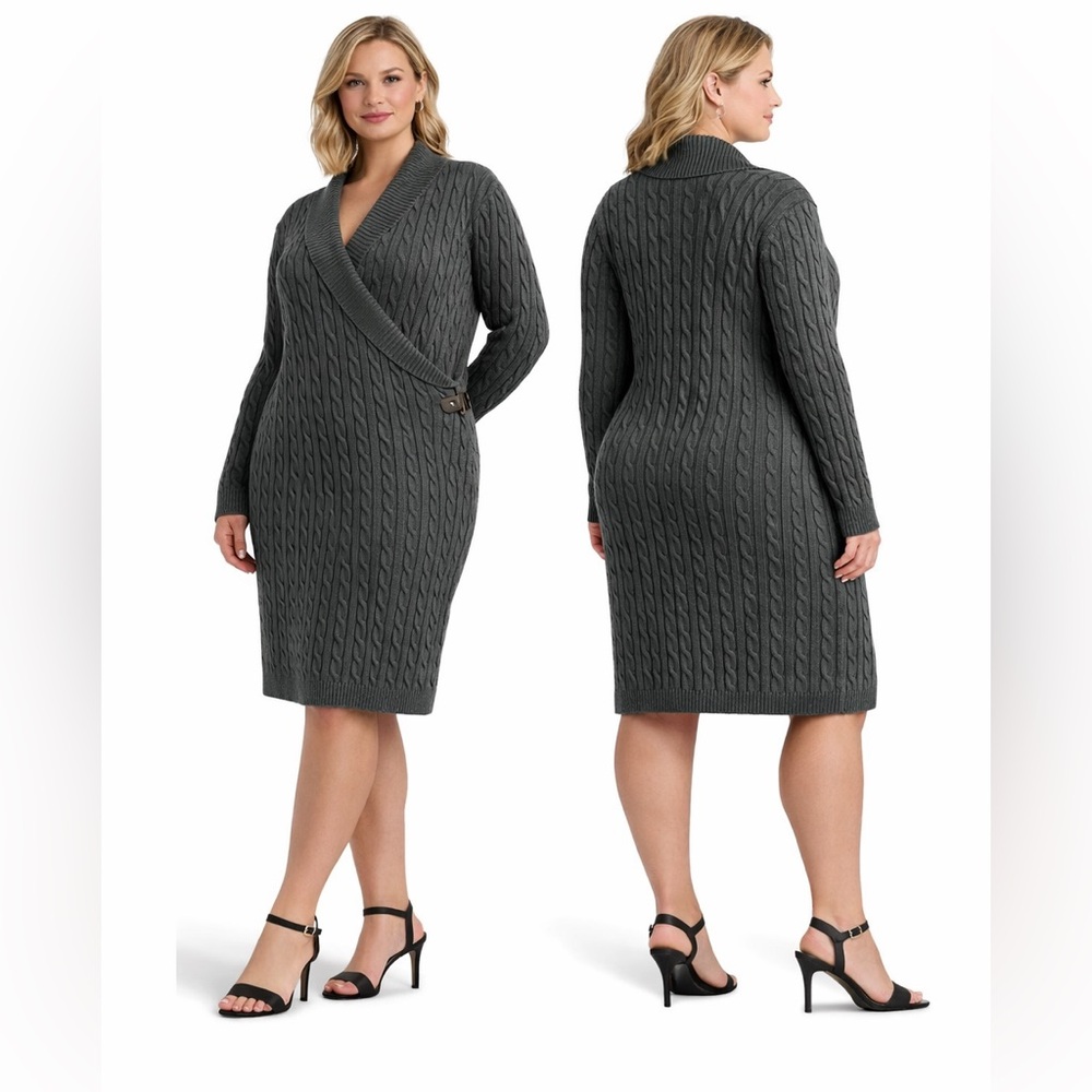 Ralph Lauren Cable-Knit Buckle-Trim Sweater 2X/3X NWT